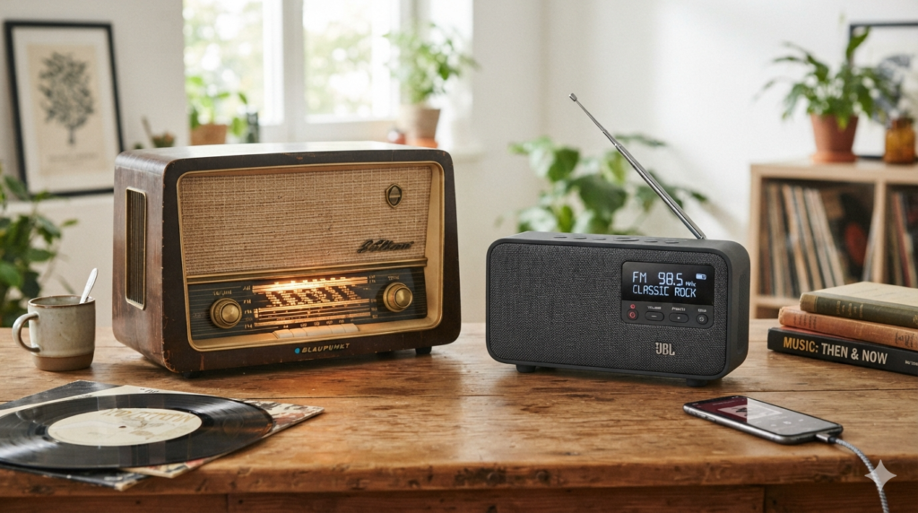 Consola de radio con reloj, representando el paso del spot publicitario al contenido de valor