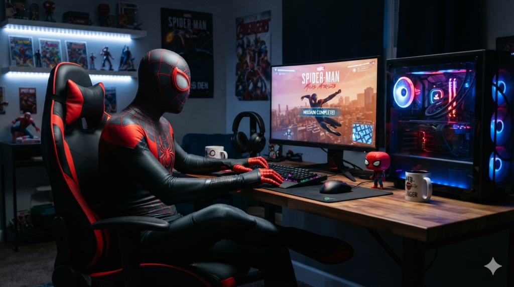 Silueta estilo comic evocando a Spider-Man como analogia de marketing de marcas